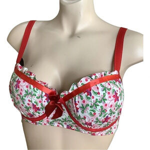 Massam Size Large Floral & Satin Underwire Bra. Made in Brazil. New with Tags